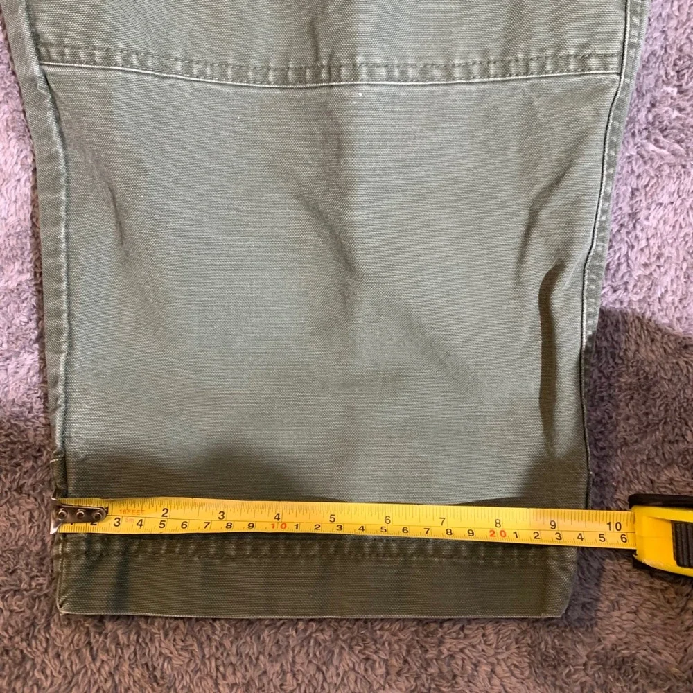 Cabelas Trail Hiker Mens Cargo‎ Pants Olive Green Canvas Elastic Waist 44x32